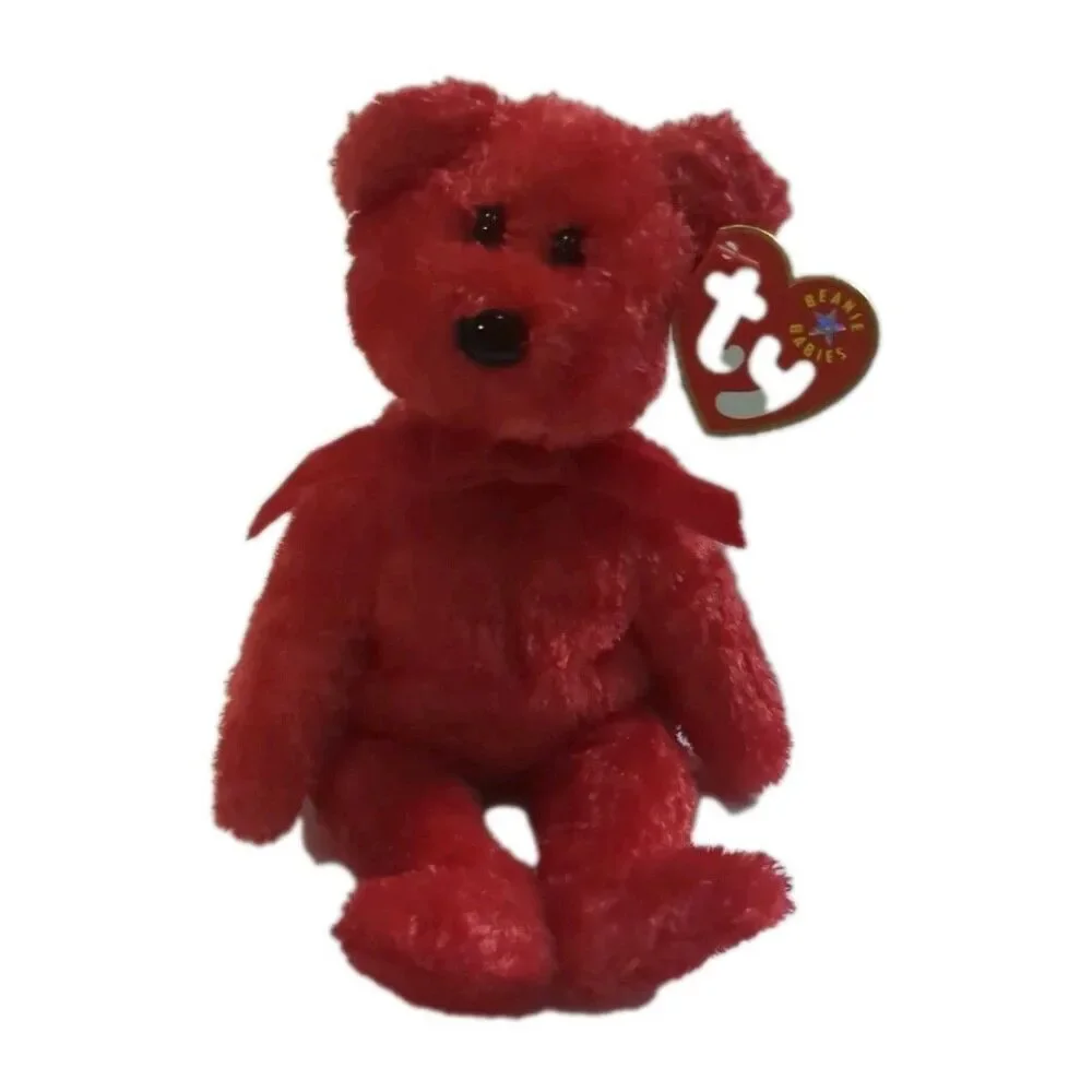Ty Beanie Babies Collection Sizzle Red Bear Retired Plush 2001 NF New Face